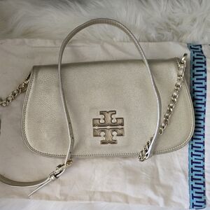 Tory Burch Gold Britton Shoulder Bag Crossbody Convertible Purse